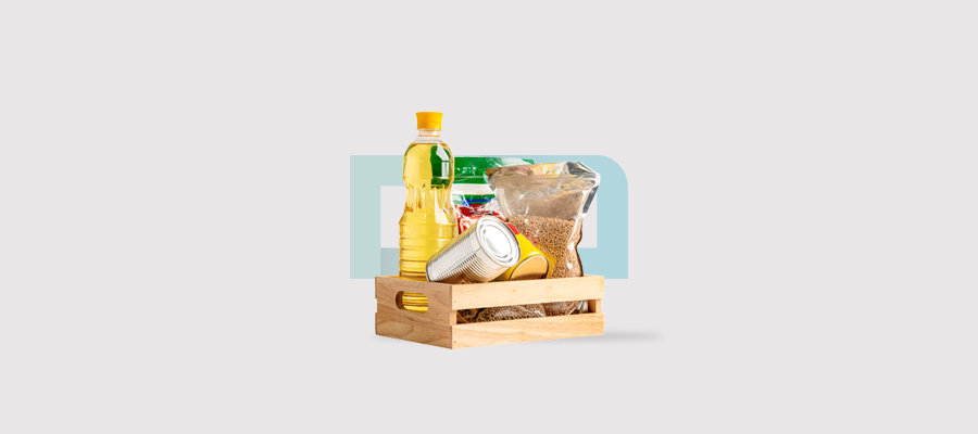 Family Supply With A Food Basket